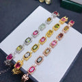 Factory Supply Luxury 925 Sterling Silver Gold & Rhodium Plated Natural Tourmaline Women's Bracelet Great Gift Idea
