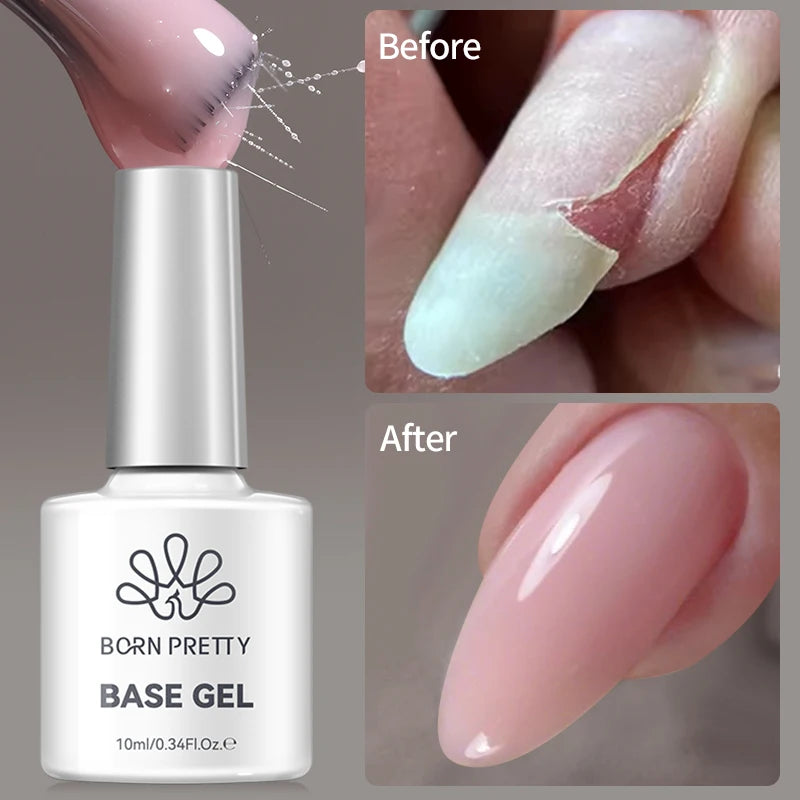 BORN PRETTY HEMA TPO Free Jelly Nude Nail Construction Fiber Rubber Base Gel Nail Polish for Repair Broken Nails Strengthener