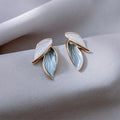 Korean New Arrival Metal Trendy Summer Fresh Lovely Sweet Grey Leaf Dangle Earrings for Women Fashion Metal Jewelry