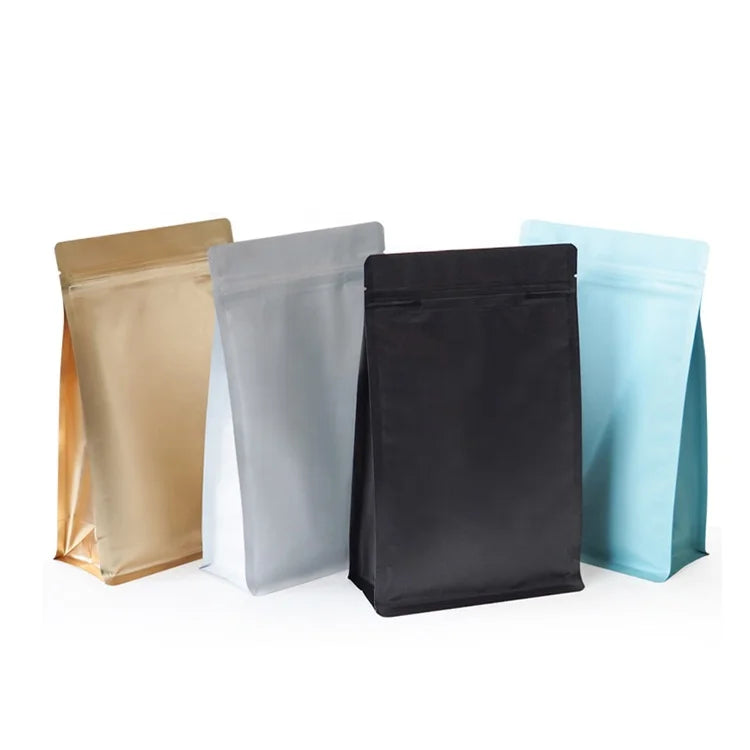 Multiple Styles Block Bottom Box Pouch Colorful Airtight Reusable Ziplock Flat Bottom Food Packaging Bags