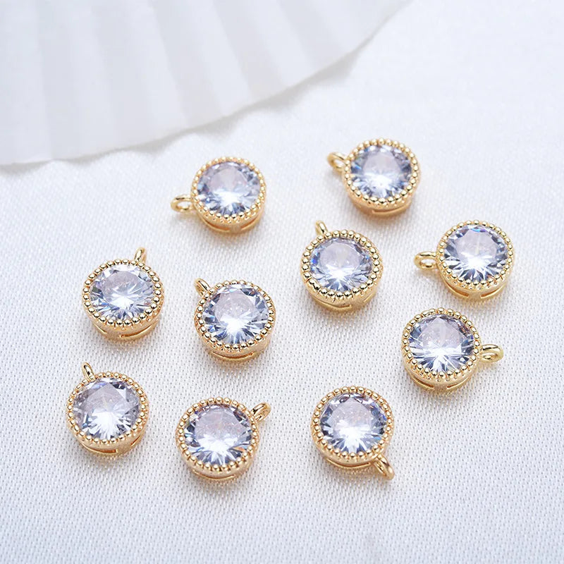 Shiny Brass Gold CZ Pave Clear Blue Rainbow Zircon Snowflake Charm Pendant Wholesale