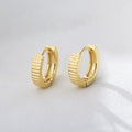 INS Dainty Gold Plated S925 Sterling Silver Minimalist Small Fine Jewelry S925 Wheel Stripe Huggies Hoop Earrings for Women Gift