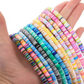 Factory Direct Sales 4mm 6mm Loose Flat Round Colored Polymer Clay Beads for Bracelet Making