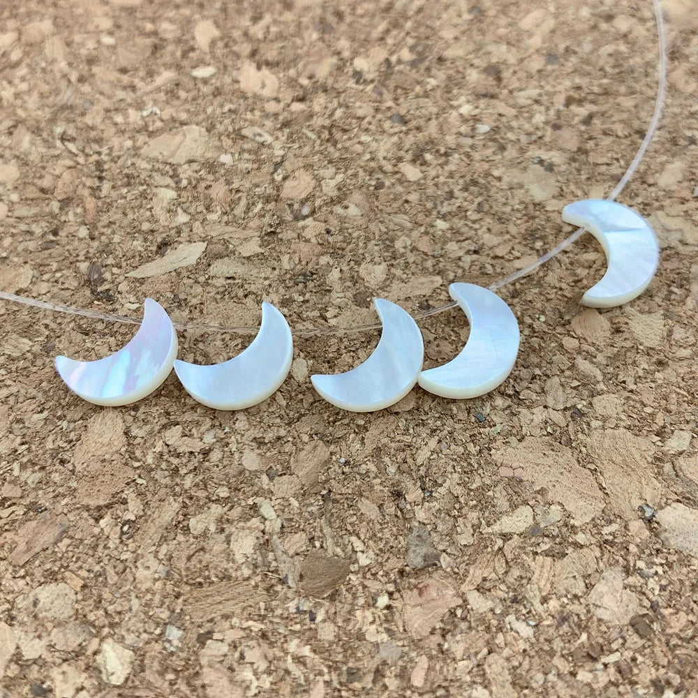 Wholesale Custom Natural Mother of Pearl Nacre Shell Moon Beads for Diy Jewelry Making Accessories