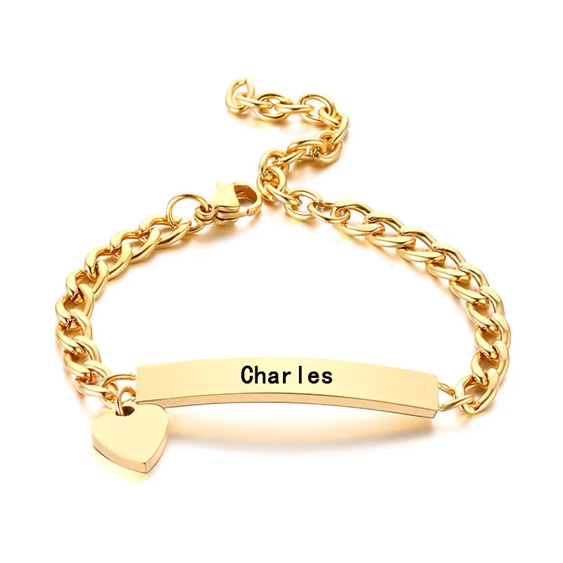 Custom Bracelet Engraved With Name Newborn Boy/girl Couple Engraved With Adjustable Titanium Steel Bracelet Souvenir Gift