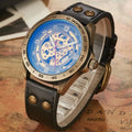 Shenhua Retro Style Men Automatic Mechanical Watch Skeleton Steampunk Genuine Leather Band Mens  Wrist Watches Reloj