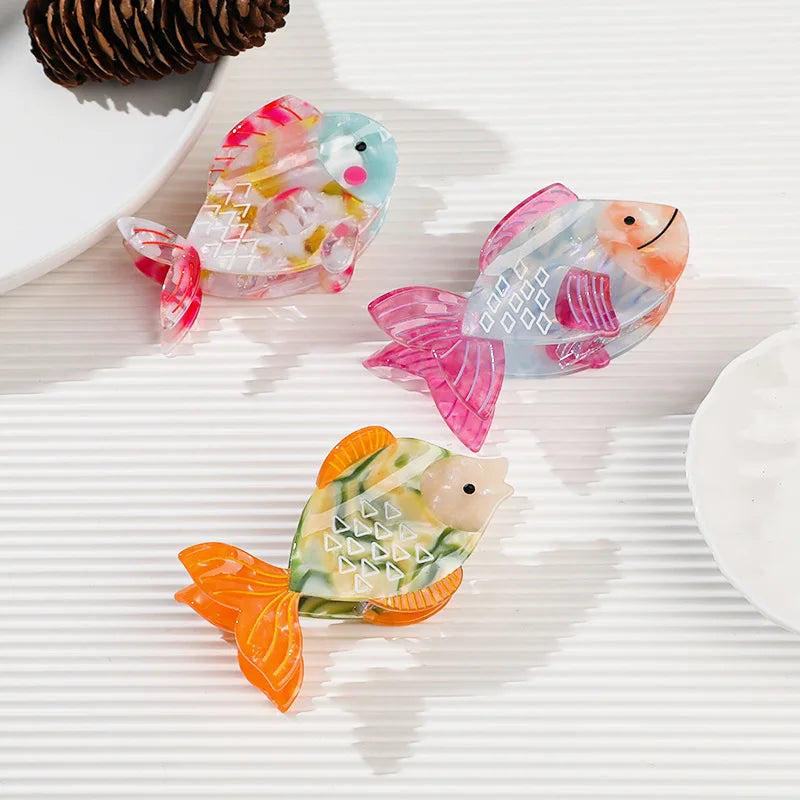 Yi YHJ Women's Customize Hair Accessories 8.5cm Goldfish New Design Acetate Cute Claw Clips Hair Claw for Woman Wholesale