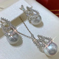 JW036 9-10mm  DIY Natural Real Freshwater Pearl Set Charm  Accessories 925 Sterling Silver  Gold Plated Jewelry Set for Women