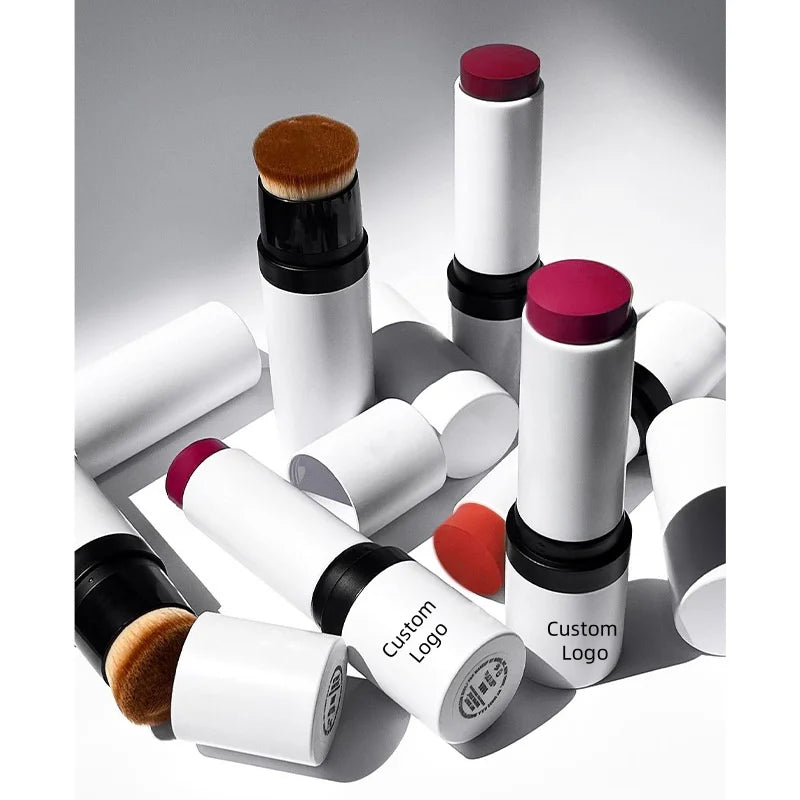 Organic Natural Cruelty Free Custom Logo Cosmetics Gel Makeup Cream Blusher Contour Face Blush Stick With Brush Private Label
