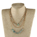 Fashion Women Jewelry Making Supplies 4 Layer Link Chain Amazonite Picture Jasper Gravel Hematite Choker Necklaces