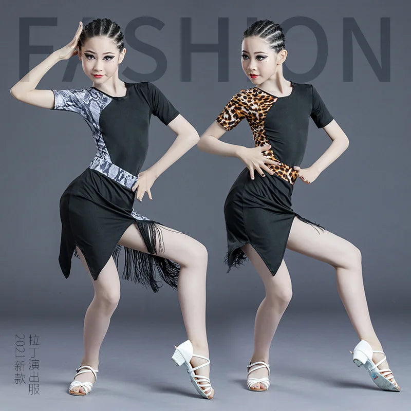 Fringe Children's Professional Training Girls Grade Competition Performance Latin Dance Dress