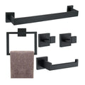 5 Pieces Matte Black Bathroom Hardware Accessories Set with Towel Rack SUS304 Stainless Steel Wall Mounted Durable