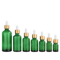 Oil Dropper Bottle Flask with Black Dropper 100ml 50ml 30ml Measurement Amber Blue Green Medications Packing Glass Bottkes