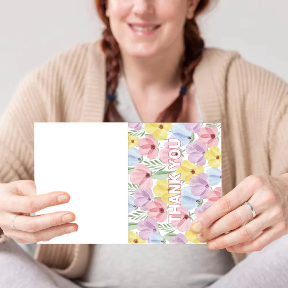 18pcs Thank You Card 9 Design Greeting Card With Envelopes Flower Thank You Card