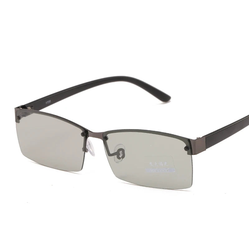 2021 Men Women Photochromic Polarized Sunglasses UV400 Night Vision with 1035 Metal Frame Gray Color for Driving Fishing