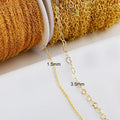 Diy Factory Wholesale Shiny 14k 18k Gold Plated Brass Heart Loose Chain for Jewelry Making 1.5mm 3.5mm