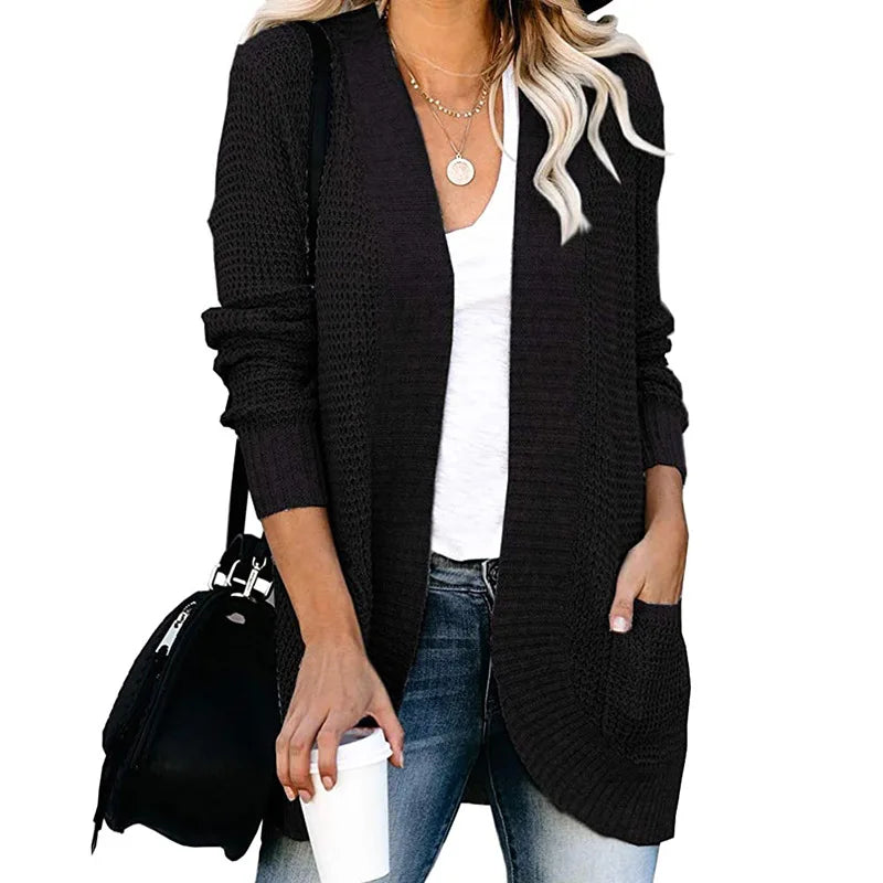 Women's 2023 Fall Winter Long Sleeve Open Front Casual Lightweight Soft Knit Cardigan Sweater Outerwear