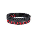 Factory Direct Supply Beaded Woven Braided Leather Bracelet Jewelry Stainless Steel Multi-strand Onyx Leather Man Bracelet