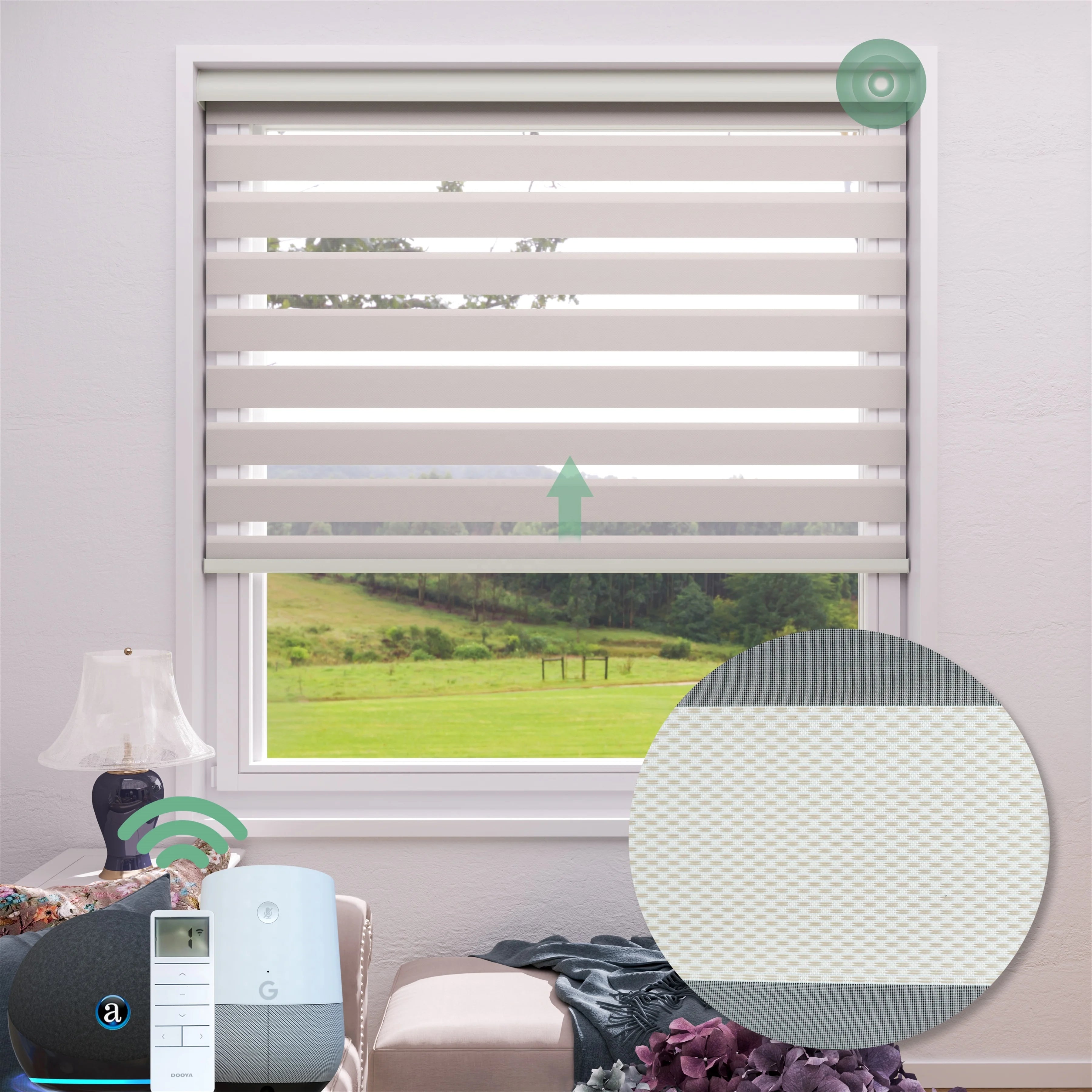Customized Alexa Smart Electric Motorized Zebra Roller Blinds for Automatic Blackout Shades