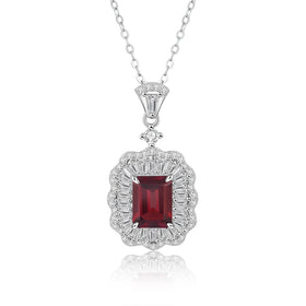YBO Fine Jewelry S925 Silver Geometric Pendant Necklace 6X8MM Red Garnet Natural Gemstone Trendy for Weddings Parties Low MOQ
