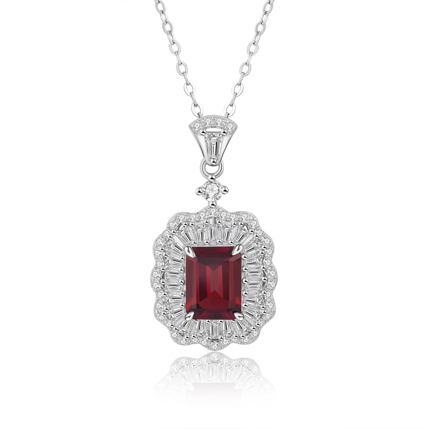 YBO Fine Jewelry S925 Silver Geometric Pendant Necklace 6X8MM Red Garnet Natural Gemstone Trendy for Weddings Parties Low MOQ
