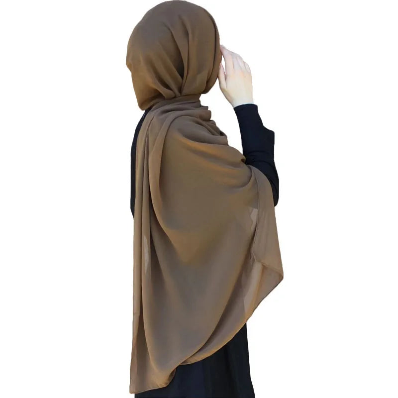 Factory Price 180*85CM Big Size Plain Bubble Chiffon Shawl Muslim Hijab Head Wraps Scarf MegaBDM