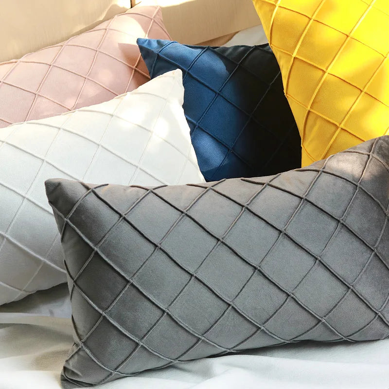Hot Home Adornment Northern Europe CONTRACTED Wind Pure Color Velvet Rhomboid case Embroidery Cushion for Leaning on Cover