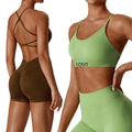 Stock Available Sexy Cross Back Bra U-Neckline Double Strap Seamless Women Sports Bra