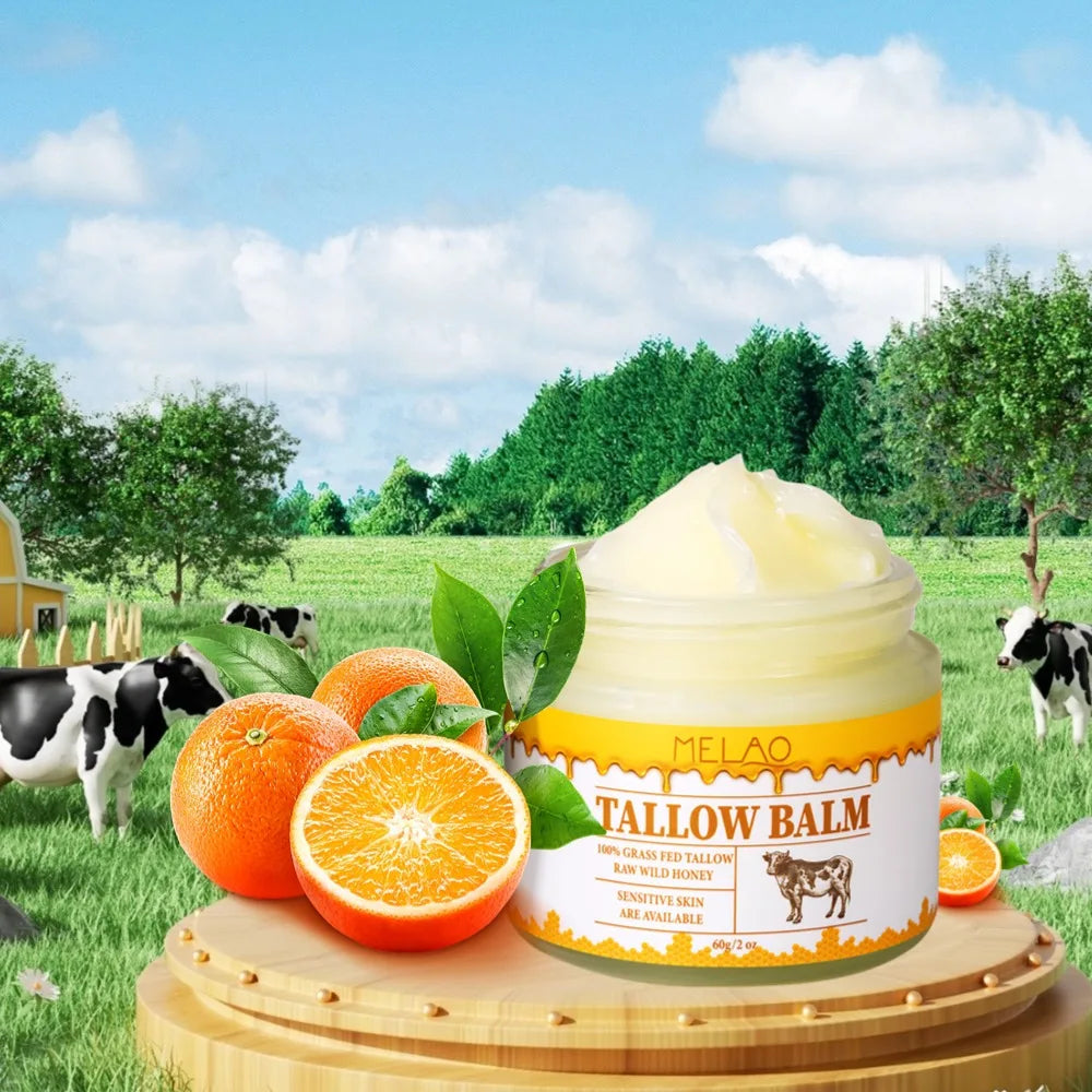 Unscented & Citrus Scent Lasting Moisturizer Organic Face Cream Raw Beeswax Tallow Balm HALAL Grass Fed Beef Tallow Honey Balm