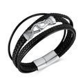 Cuff Bangle Nordic Circle Ring Stainless Steel 18K Gold Plated Magnetic Clasp Multi-layer Braided Men Leather Bracelet PH1564