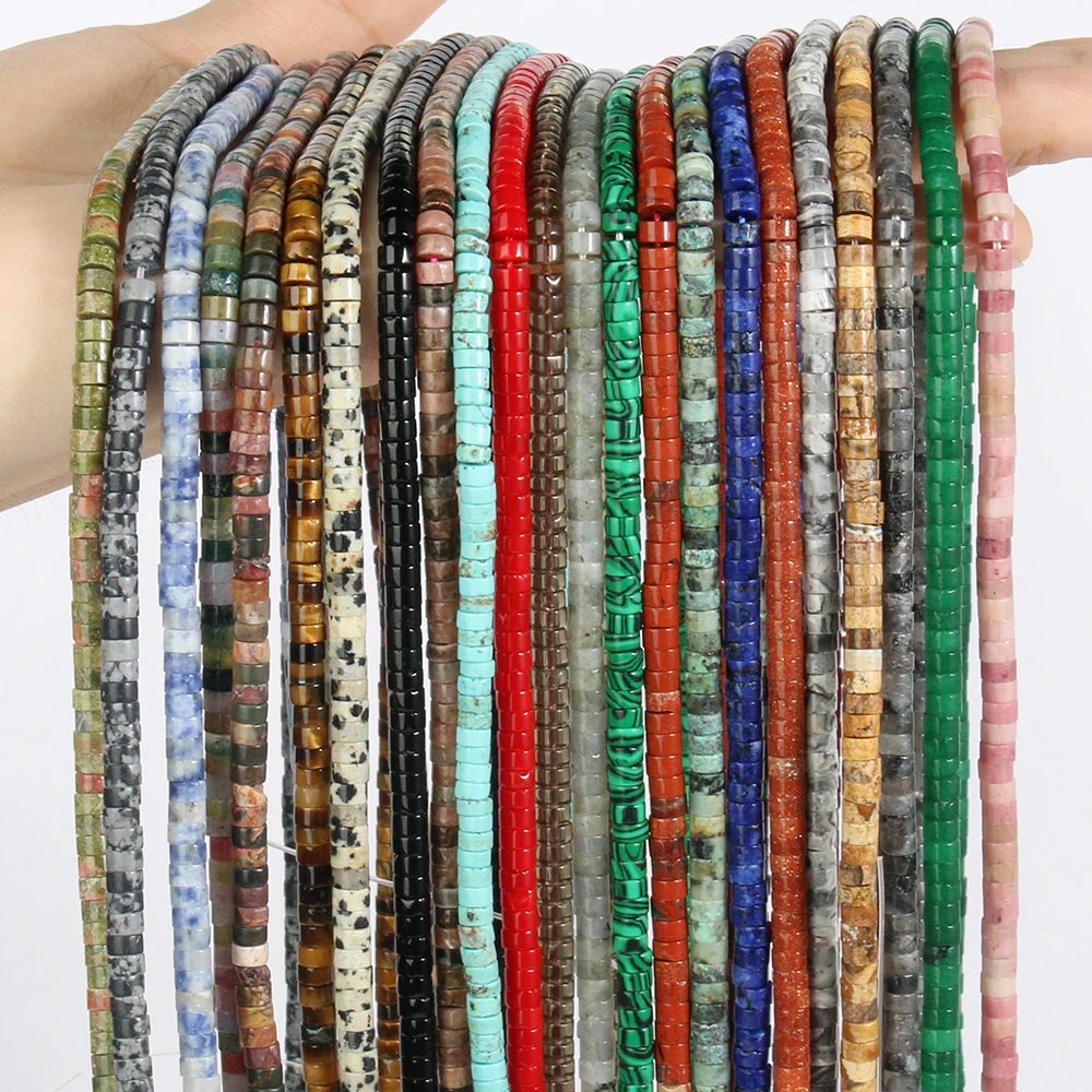 4x2mm Wheel Shaped Flat Round Disc Heishi Stone Beads Loose Rondelle Spacer Beads for Jewelry Making Bracelet