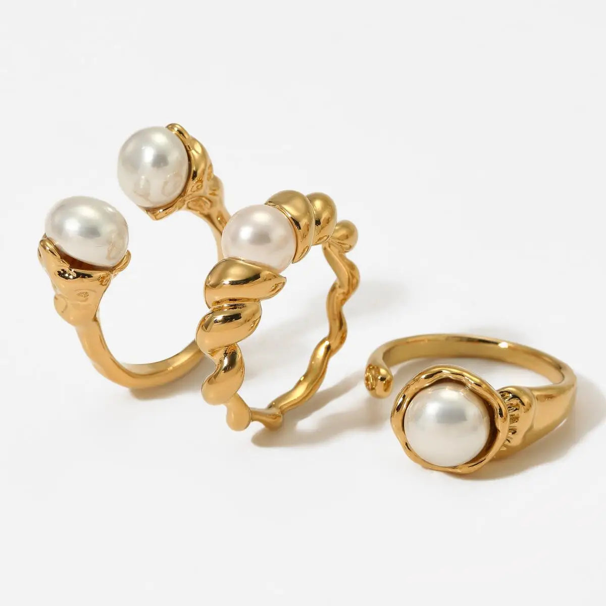 Stainless Steel Natural Pearl Ring Women's Jewellery High-grade Simple and Fashionable for Weddings Gifts and Party