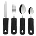 Adaptive Silverware for Elderly with Arthritis Parkinson or Hand Grip Disable Grey Handle Fork and Spoon Dinnerware Set