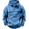 New Winter Solid Color Sweatshirt European and American Youth Sports Multi-pocket Men's Hooded Sweatshirt Jacket