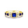 Daidan Vintage Rings Women Stacking Rings Sterling Silver Blue Zirconia Gold Plated Ring