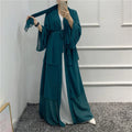 2021 New Arab Dubai 3 Layers Open Abaya Islamic Dresses Dubai Muslim Abaya Modern Islamic Front Open 3 Layers Abaya