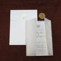 Minimalist Translucent White Ink Vellum Cover for 5x7 Inches Paper Invitations Detail Card Wedding Invitation Set