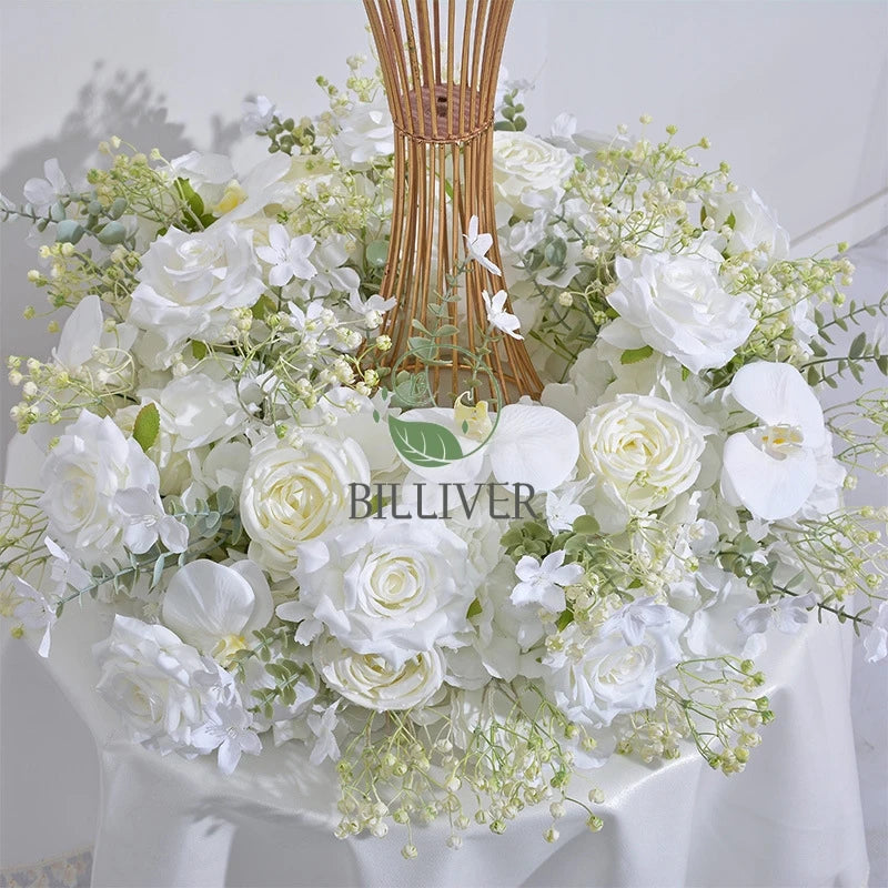 High Quality Wedding Decoration Table Flower Birthday Wedding Background Artificial Plastic Flowers flower stand wedding table