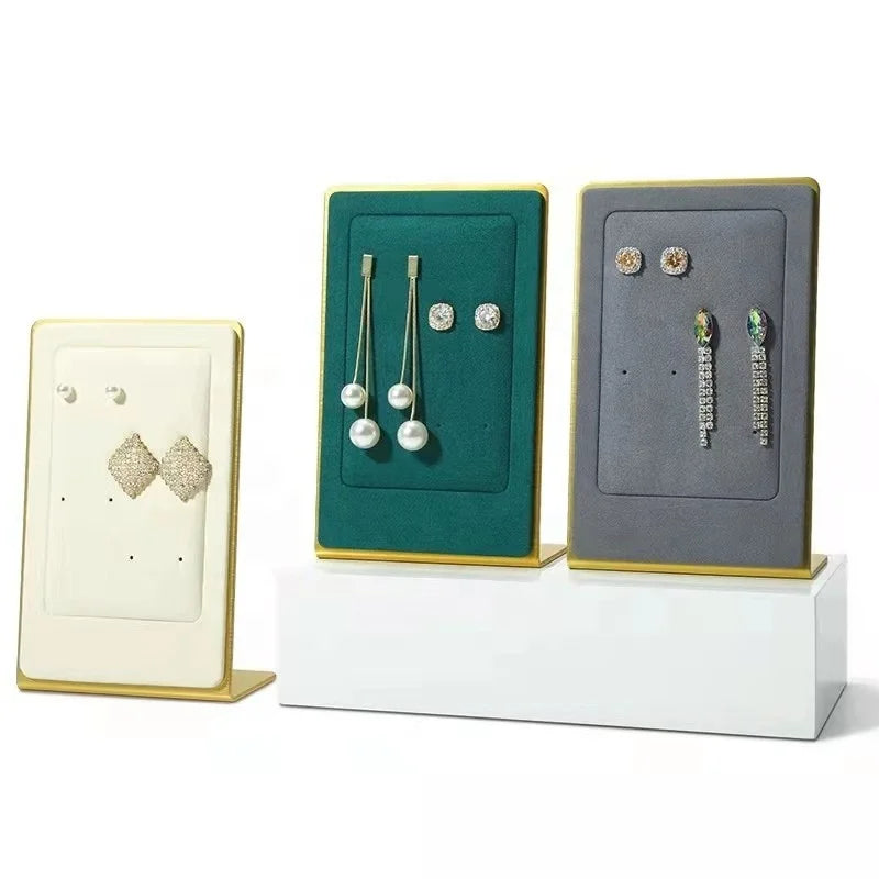 Latest Design Eco-friendly Simple Modern Multi-color Custom Logo Luxury Jewelry Window Counter Display Stand Metal Frame