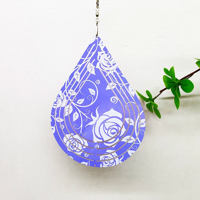 New Sublimation Wind Spinners Aluminum Wind Chiems 10inch Tear Drop Shape