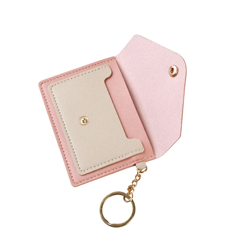 New Trend Minimalist Slim Pocket Zipper Closure Chains Women's Keychain Wallet Card Holder