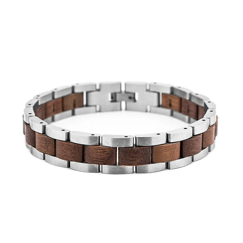 DODO DEER Wood Steel Mixed Combined Jewelry Bracelet Customized LOGO Handmade Wooden Bracelet for Women Men