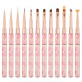 Customized Logo Luxury Nylon Gel Paint Brush Liner Set with Metal Handle for UV Gel Nail Art Painting