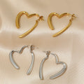 Niche Design Love Earrings Front and Rear Cross Smooth New Metal with Heart Shape Stainless Steel PVD Gold Plated Stud Earrings