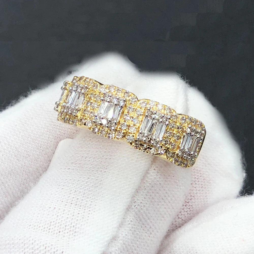 Custom Ring Karat 925 Sterling Silver Pass Diamond Tester Baguette Cut VVS Moissanite Woman Ring Iced Out Fine Jewelry Ring