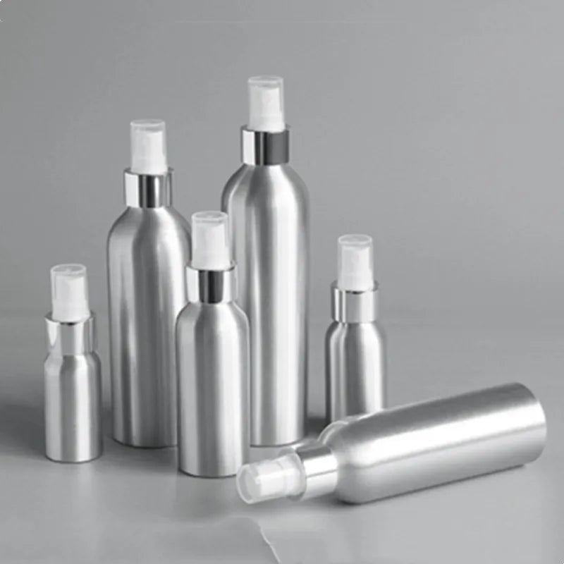 15m 30ml 50ml 100ml 150ml 200ml 250ml 300ml Spray Aluminum Heavy Duty Spray Bottle with Plastic Silver Aluminum Cap