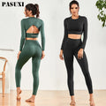 PASUXI Wholesale Women Leggings Workout Clothes Suit Activewear Sports Seamless Gym Long Sleeve Fitness Yoga Sets