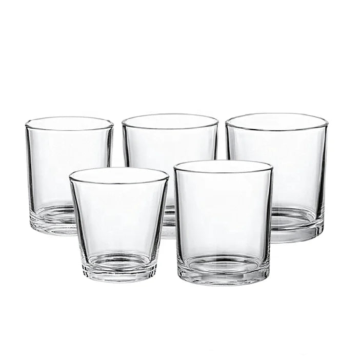 Clear Middle-Size Cylinder Glass Candle Holder Jar with Spray Printing for Tea Light Cups Thanksgiving Table Wedding Home Decor