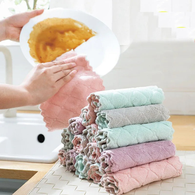 Hot Microfiber Kitchen Towels Small Dish Coral Fleece Cleaning Microfiber Kitchen Towel