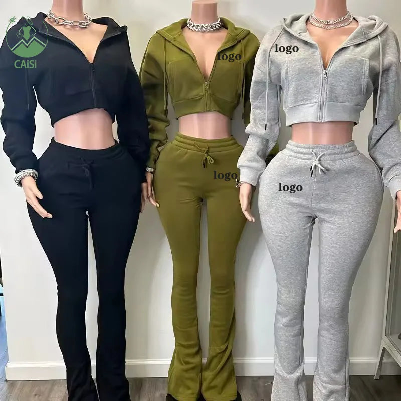 Fashion Outfits Fleece 2 Piece Sets Women Tracksuits Long Sleeve Sweatpants and Hoodies Set Autumn Winter 2026 Women Clothes